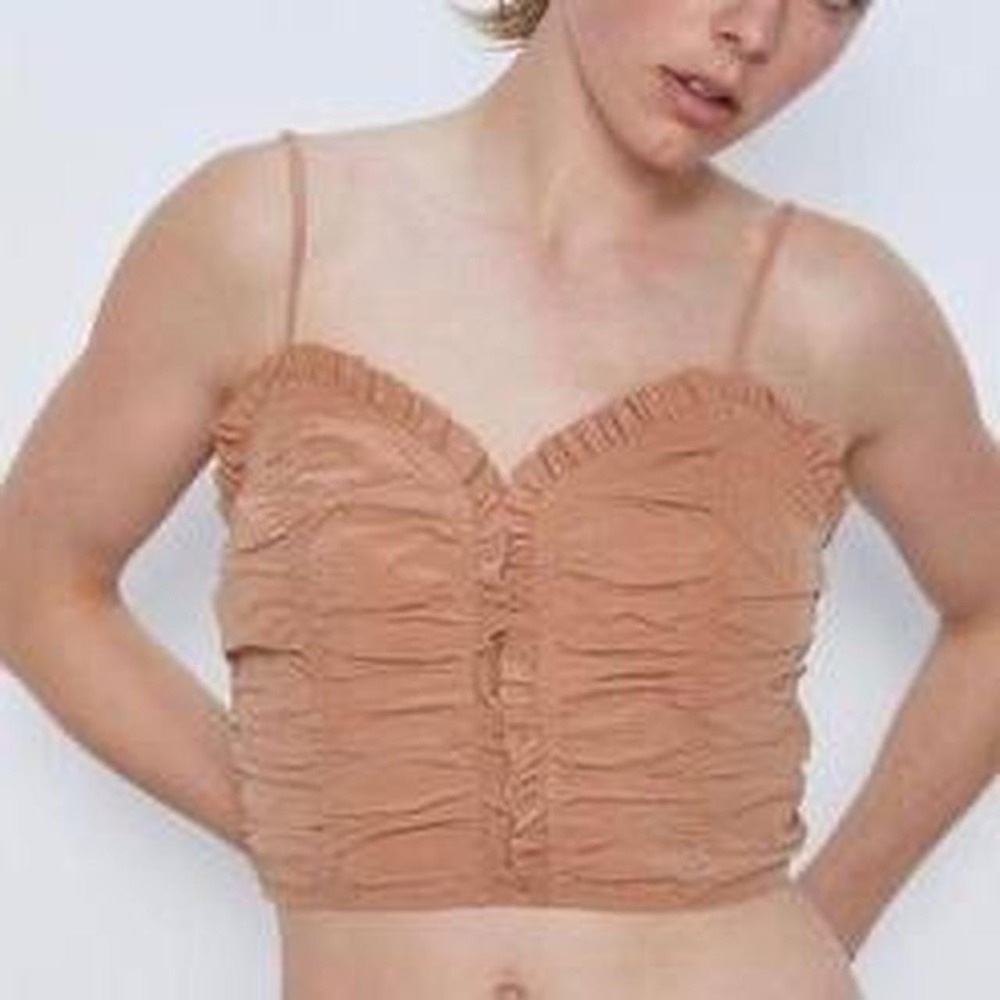 Zara ruched crop top. Size Large.